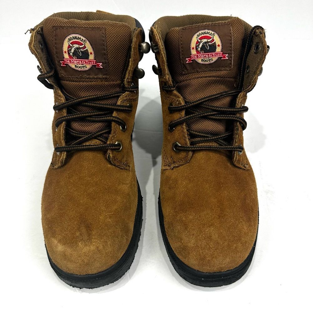Brahma Raid Brown Leather Suede Steel Toe Waterproof Work Boots Unisex M6/W7.5